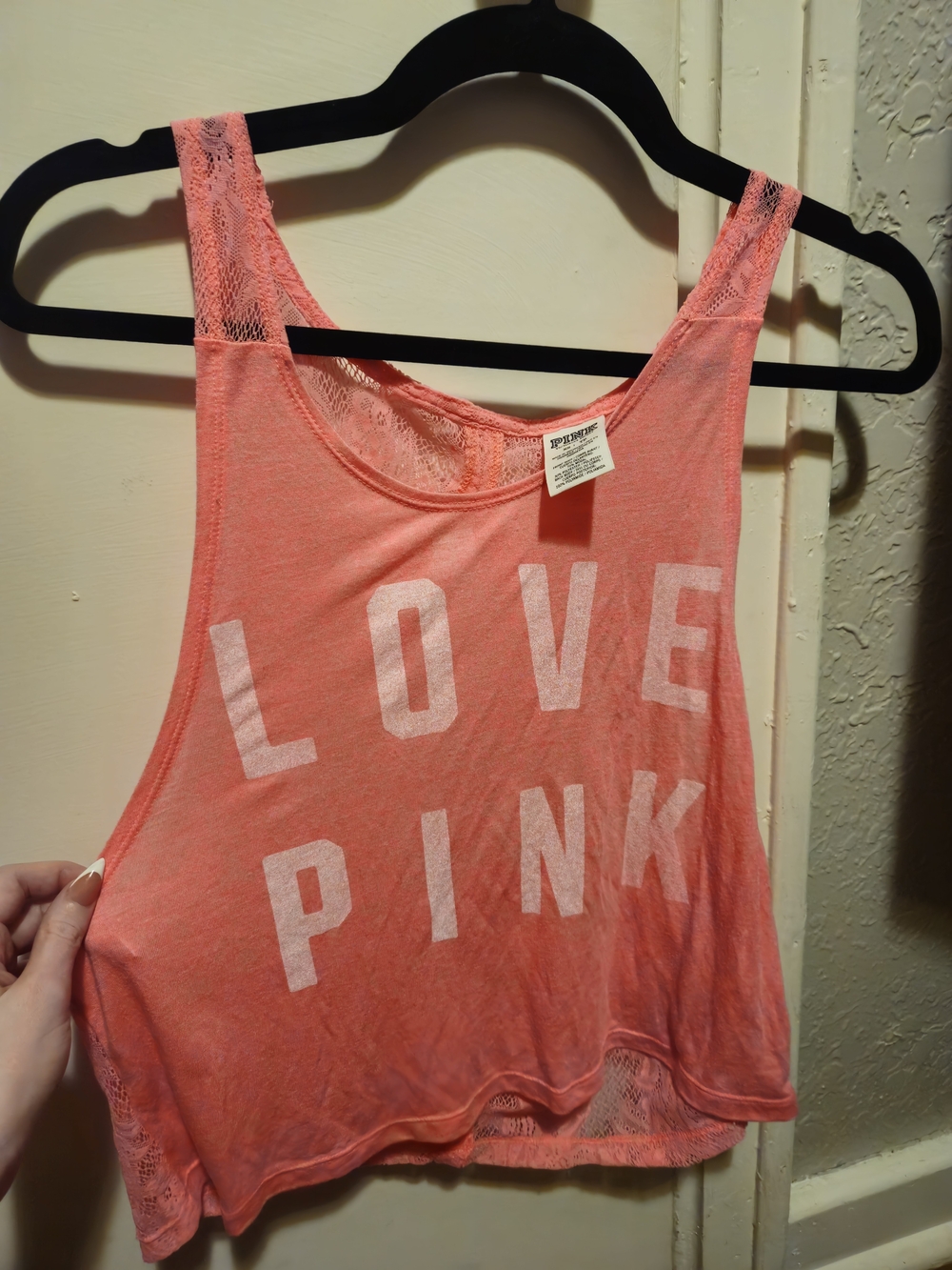 PINK Victoria's Secret Coral Lace-Back Tank Top